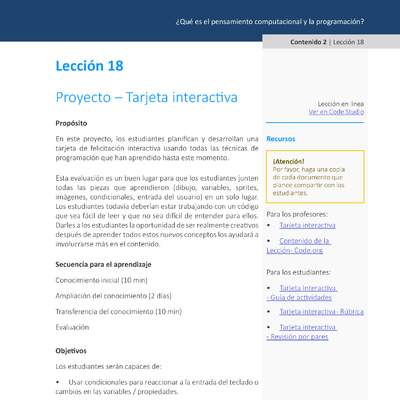 Unidad 1 - Lección 18: Proyecto – Tarjeta interactiva