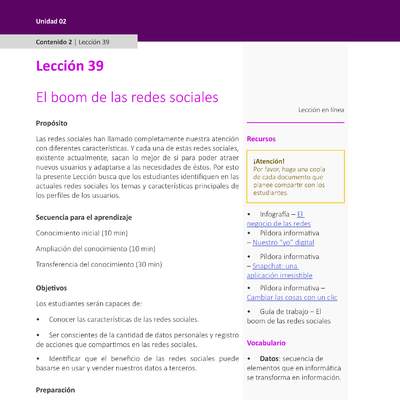 Unidad 2 - Lección 39: El boom de las redes sociales