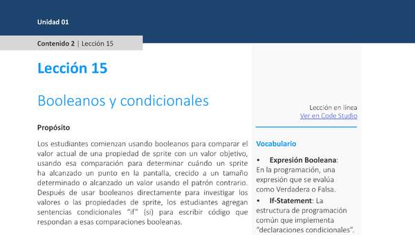 Unidad 1 - Lección 15: Booleanos y condicionales
