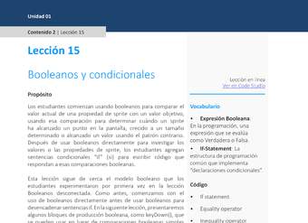 Unidad 1 - Lección 15: Booleanos y condicionales