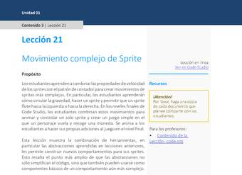 Unidad 1 - Lección 21: Movimiento complejo de Sprite