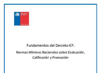 Fundamentos Decreto N° 67 Evaluación