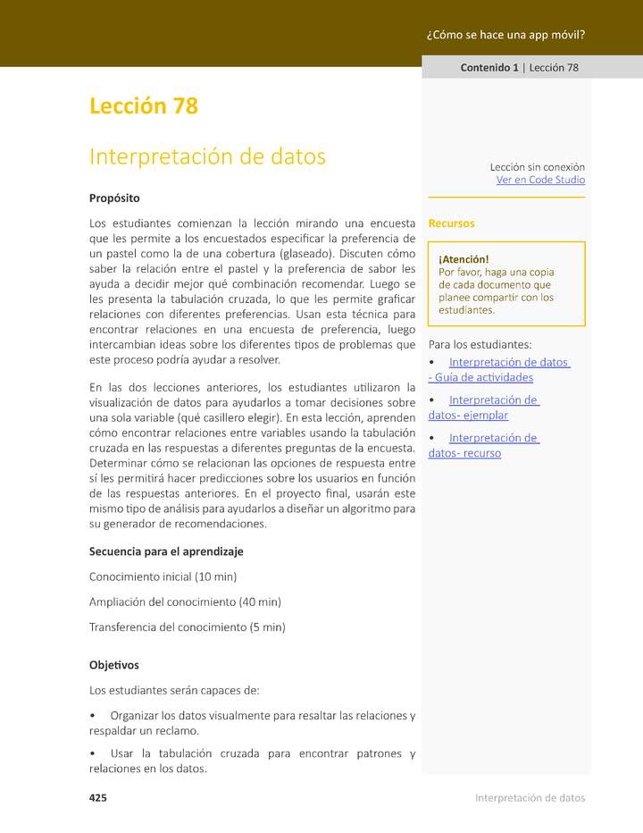 Unidad 4 - Lección 78: Interpretación de datos