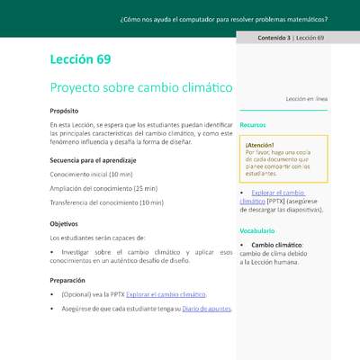 Unidad 3 - Lección 69: Proyecto sobre cambio climático