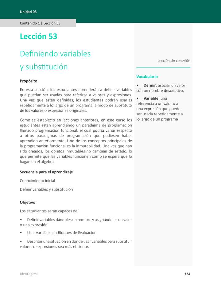 Unidad 3 - Lección 53: Definiendo variables y substitución