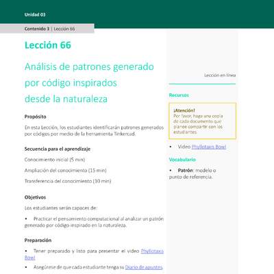 Unidad 3 - Lección 66: Análisis de patrones generado por código inspirados desde la naturaleza