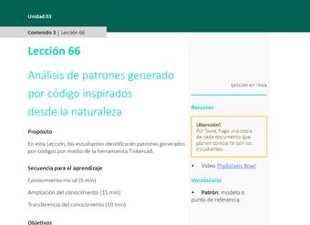 Unidad 3 - Lección 66: Análisis de patrones generado por código inspirados desde la naturaleza