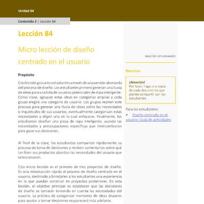 Unidad 4 - Lección 84: Micro lección de diseño centrado en el usuario