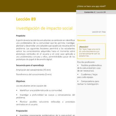 Unidad 4 - Lección 89: Investigación de impacto social