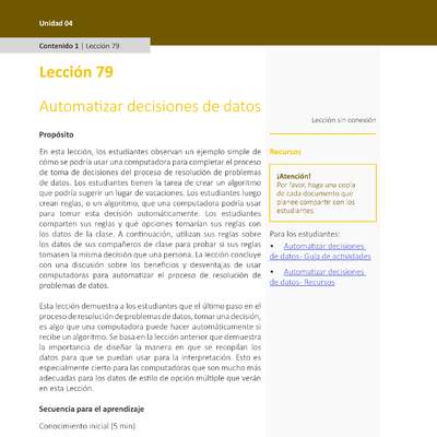 Unidad 4 - Lección 79: Automatizar decisiones de datos