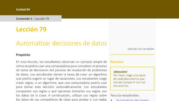 Unidad 4 - Lección 79: Automatizar decisiones de datos