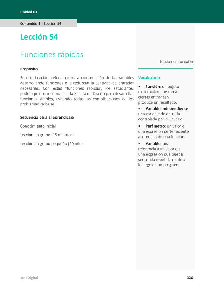 Unidad 3 - Lección 54: Funciones rápidas