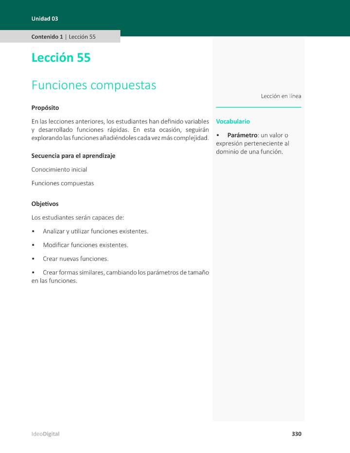 Unidad 3 - Lección 55: Funciones compuestas