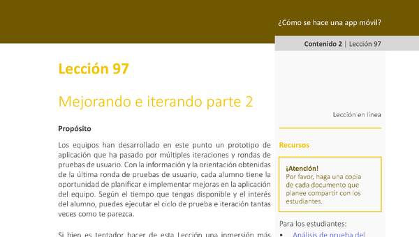 Unidad 4 - Lección 97: Mejorando e iterando parte 2