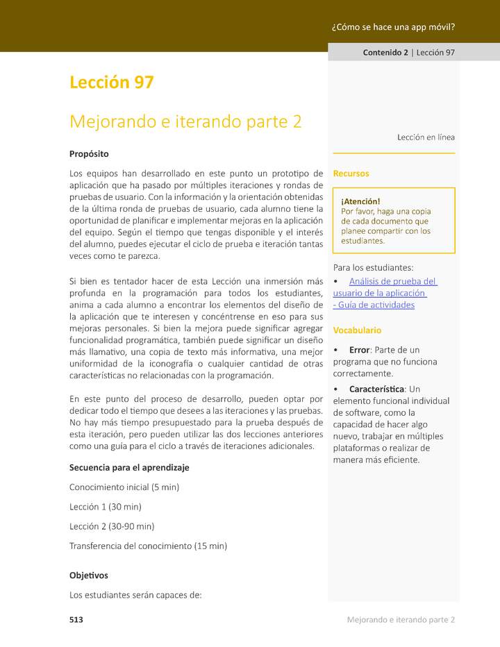 Unidad 4 - Lección 97: Mejorando e iterando parte 2