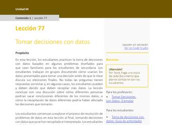 Unidad 4 - Lección 77: Tomar decisiones con datos