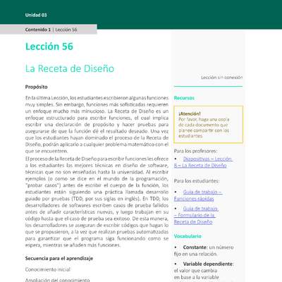 Unidad 3 - Lección 56: La Receta de Diseño