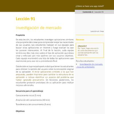 Unidad 4 - Lección 91: Investigación de mercado