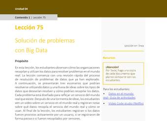 Unidad 4 - Lección 75: Solución de problemas con Big Data