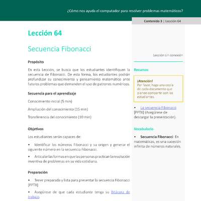 Unidad 3 - Lección 64: Secuencia Fibonacci