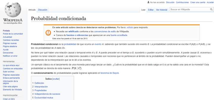 Wikipedia: Probabilidad condicionada