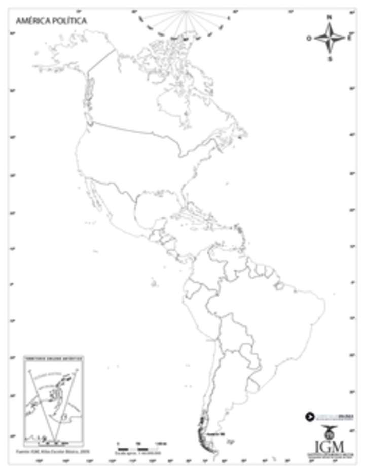 Mapa político mudo de América