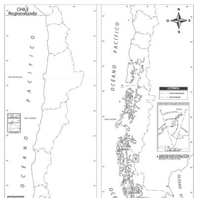 Mapa Chile regionalizado mudo