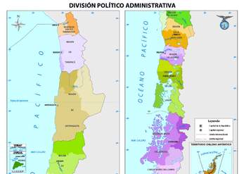 Mapa con la división política administrativa de Chile