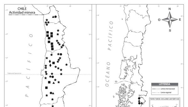 Mapa actividad minera en Chile