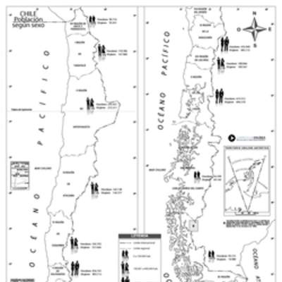 Mapa con la población de Chile según su sexo