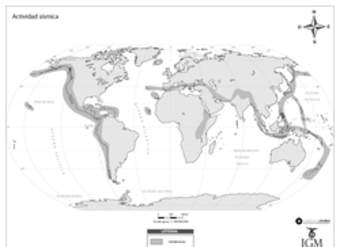 Mapa actividad sísmica del mundo en blanco y negro