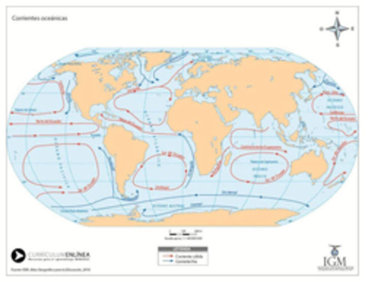 Mapa corrientes oceánicas