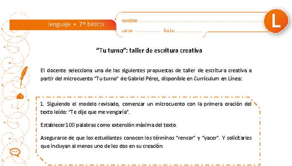 "Tu turno": taller de escritura creativa