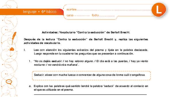 Vocabulario: "Contra la seducción"