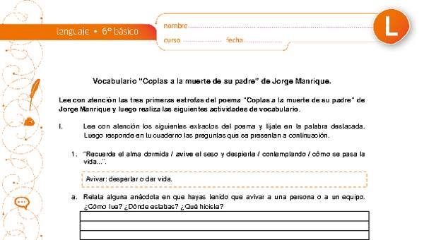 Vocabulario "Coplas a la muerte de su padre"