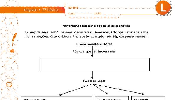 "Diversiones dieciocheras": taller de gramática