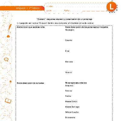 "El avaro": esquema resumen y presentación de un personaje