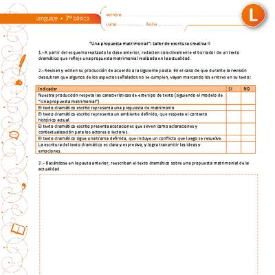 "Una propuesta matrimonial": taller de escritura creativa II