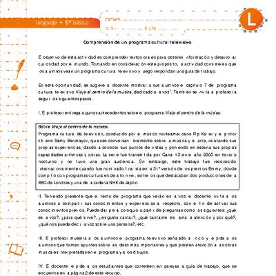 Comprensión de un programa cultural televisivo