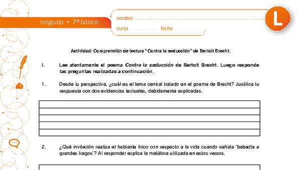 Comprensión de lectura "Contra la seducción"