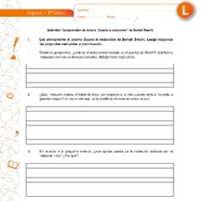 Comprensión de lectura "Contra la seducción"