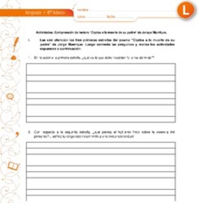 Comprensión de lectura "Coplas a la muerte de su padre"