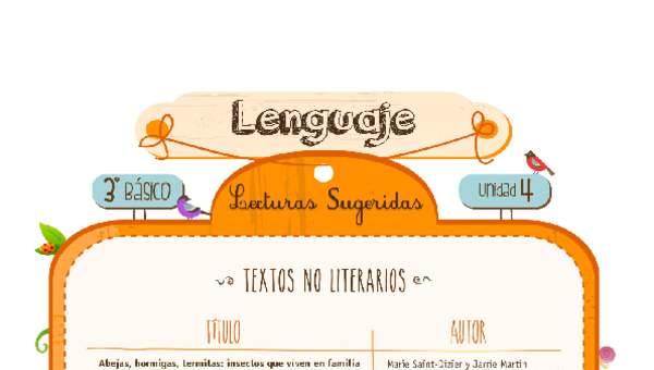 Lecturas sugeridas para la unidad: textos no literarios