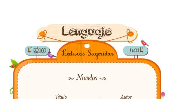 Lecturas sugeridas para la unidad: novelas