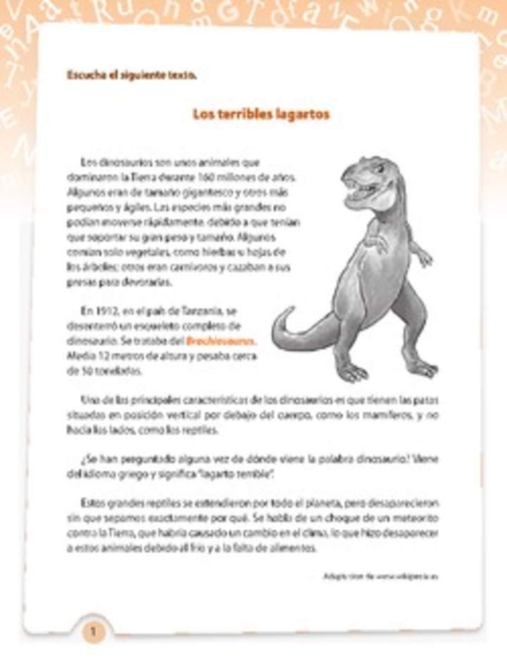 Comprensión dinosaurios - Curriculum Nacional. MINEDUC. Chile.