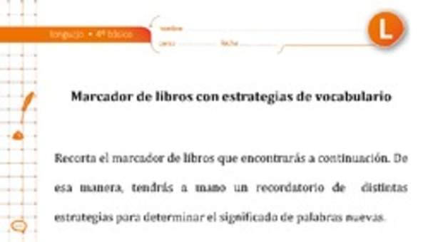 Marcador de libros vocabulario