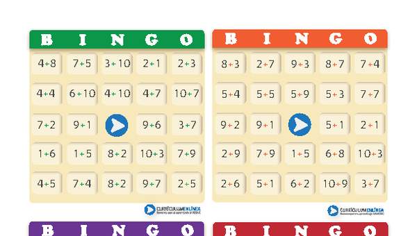 Juego: bingo compuesto de adiciones (I)