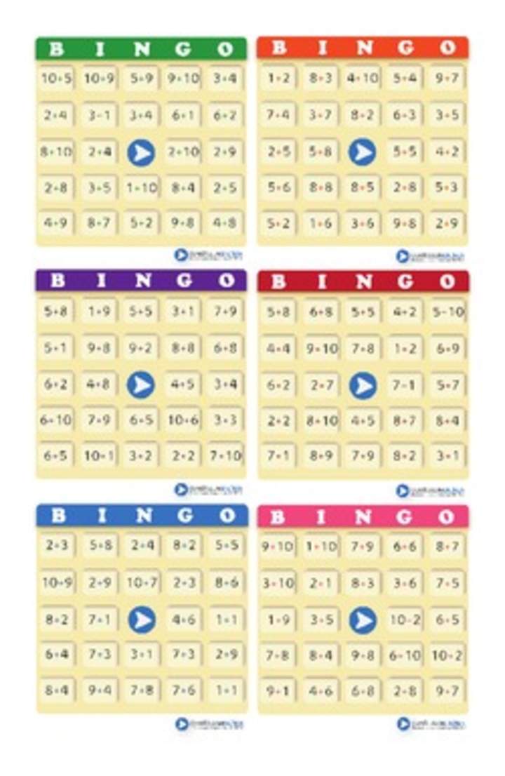 Juego: bingo compuesto de adiciones (V)