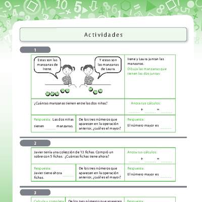 Resolución de problemas de adición y comparación de cifras