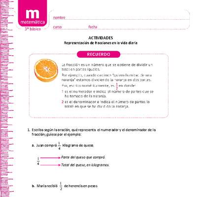 Representación de fracciones en la vida diaria